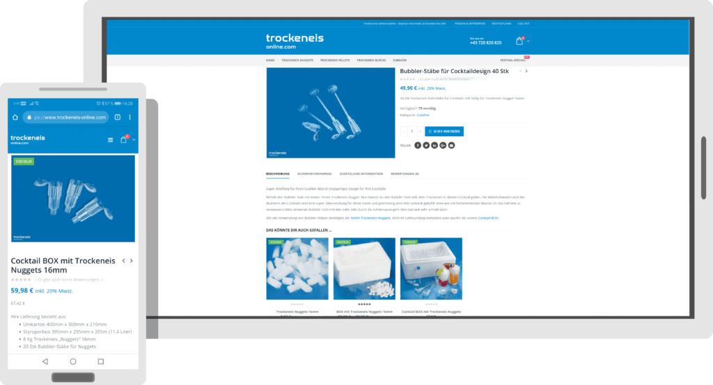 Entwicklung der E-Commerce Plattform trockeneis-online.com